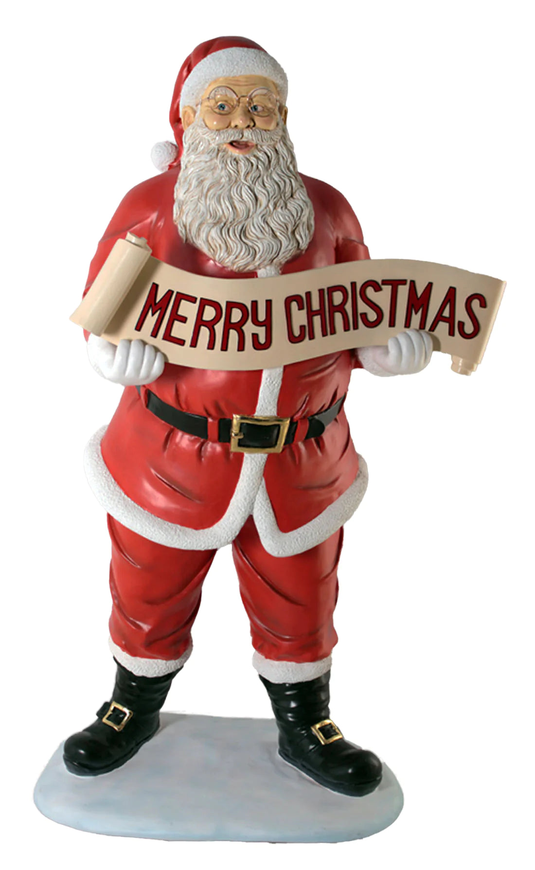Santa Claus Holding Christmas Banner