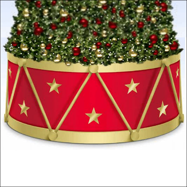 Tree Drum Style Base Skin With Caps, PVC Ropes And Gold Vinyl Star Graphics