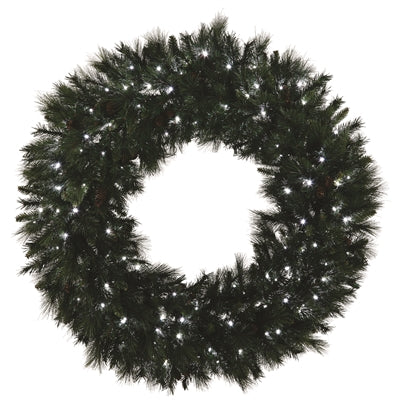 Mixed Noble Wreath 24" - Pure White - Battery Operated