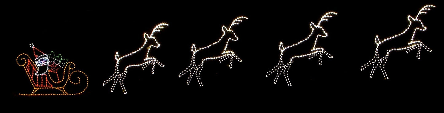 Santa Sleigh With Reindeer (Animated) – LED Single Reindeer