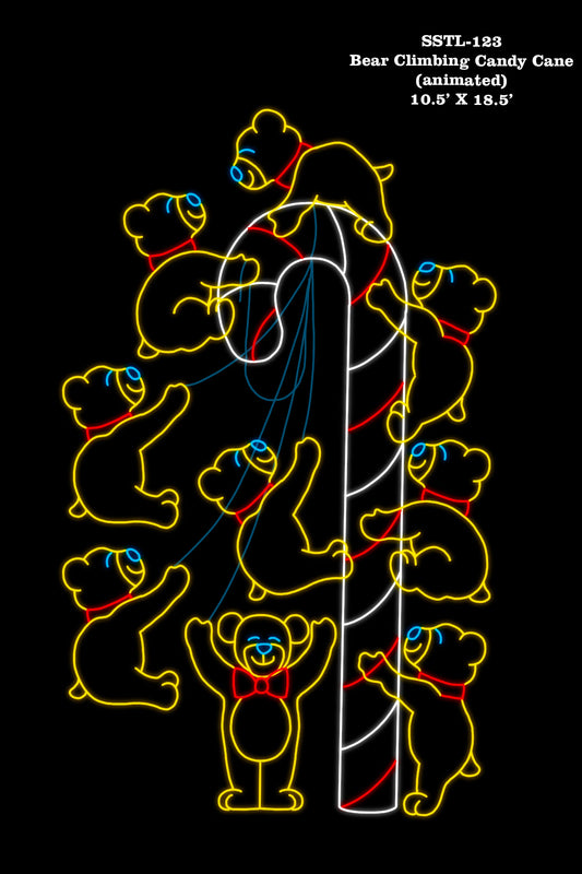 Bear Climbing Candy Cane (Animated)