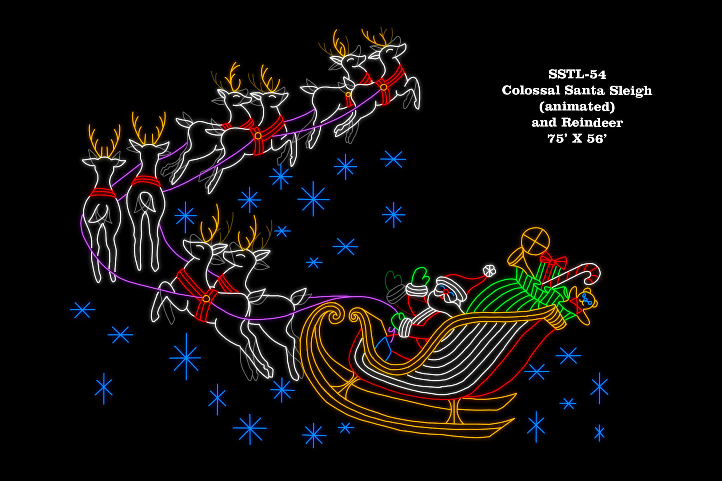 Colossal Santa Sleigh Animated With Reindeer